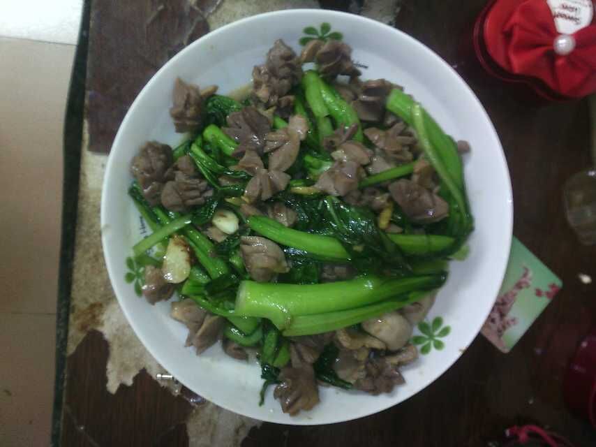 生炒菜心鸡杂
