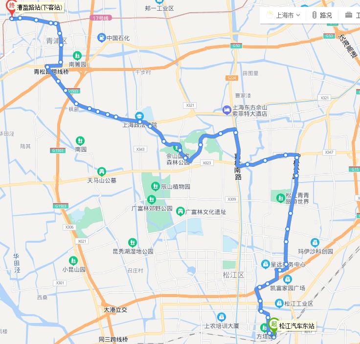 公交松青线是一条运行于上海市松江区,青浦区的交通营运路线 /p> p
