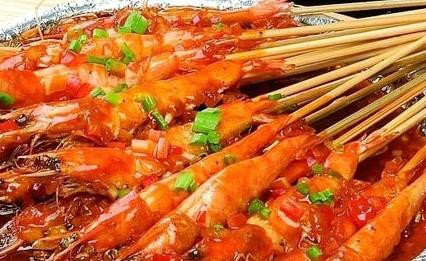 铁板串烧虾