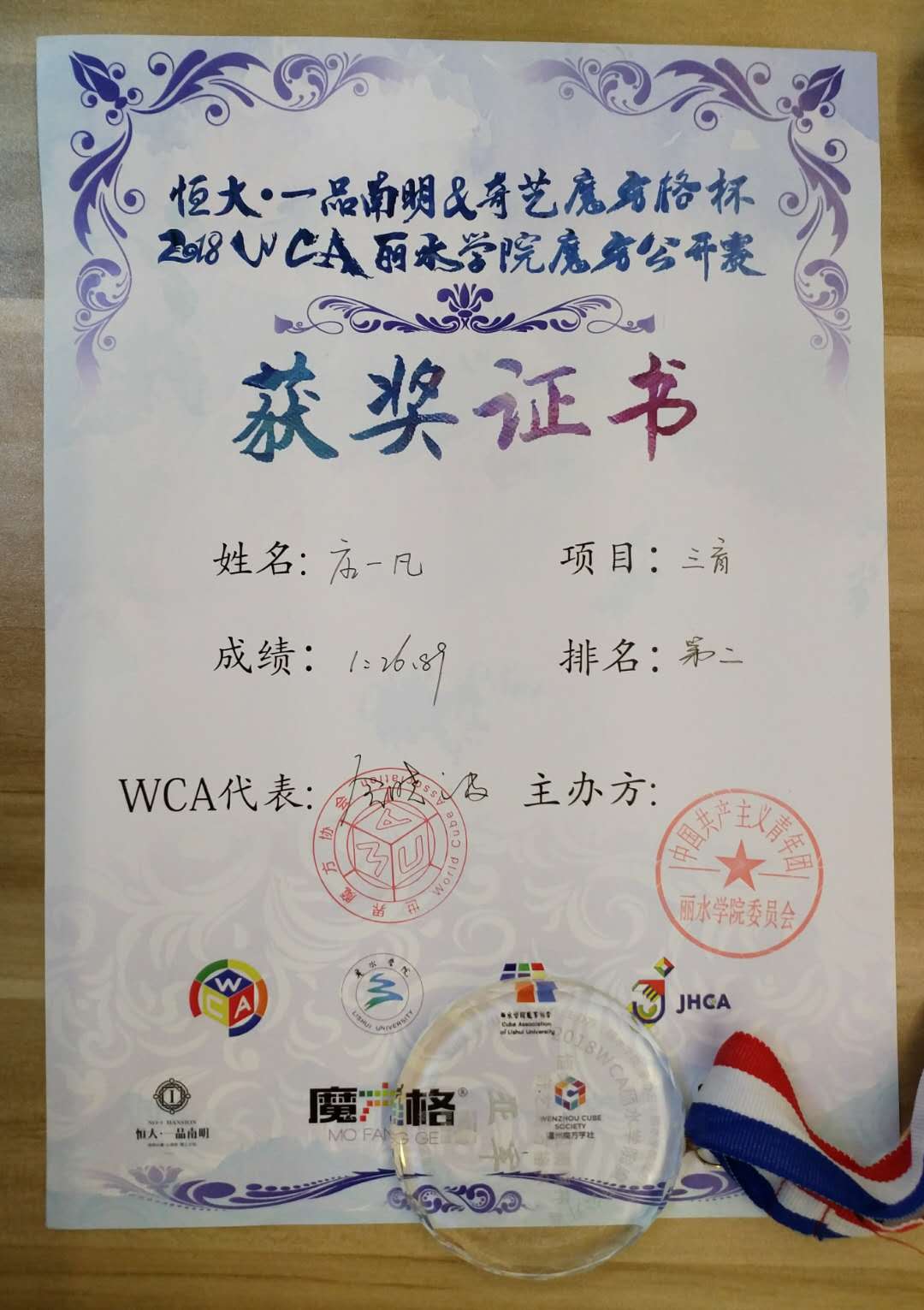  p data-id="gn8fr0x3bh">庄一凡,男,江苏扬州人,2017wca镇江魔方公开