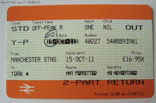 英国国铁火车票