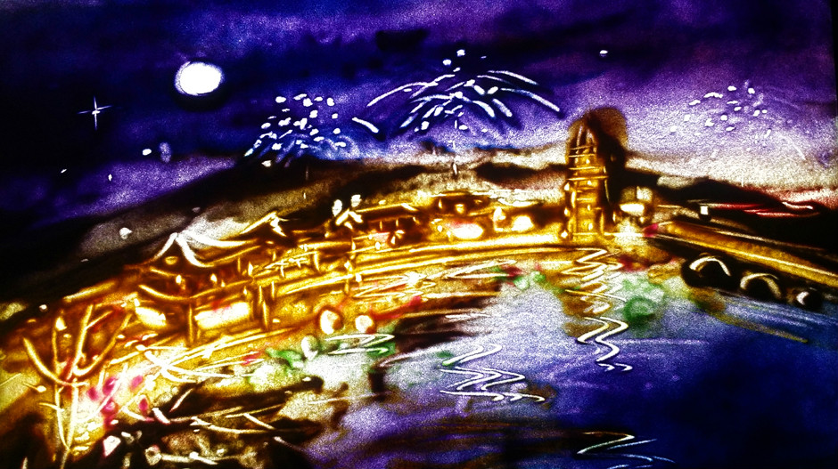  p>沙画,即用沙子做画.是一门独特的艺术.