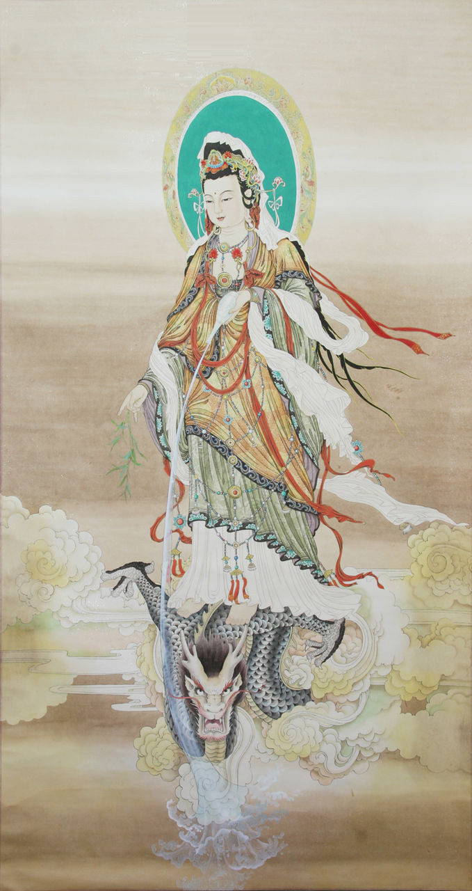  p>骑龙观音,又称龙头观音(辟支佛身)是观音菩萨三十三应化身之一.