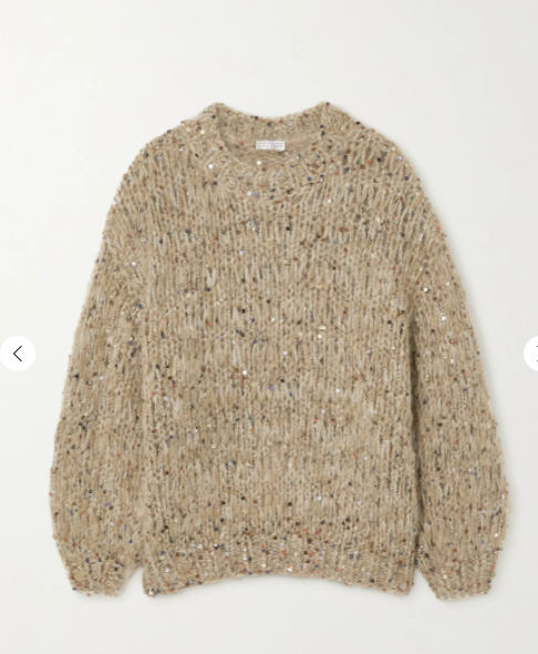 亮片缀饰镂空针织毛衣