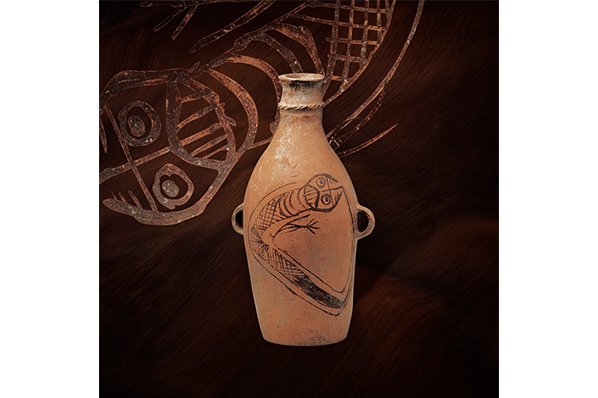 双耳鲵鱼纹彩陶瓶