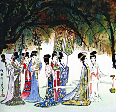  p>丽人行是由宋代李公麟创作的绢本设色画. /p>