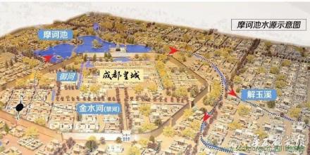 成都文物考古研究所在成体中心发现隋朝人工湖“摩诃池”示意图