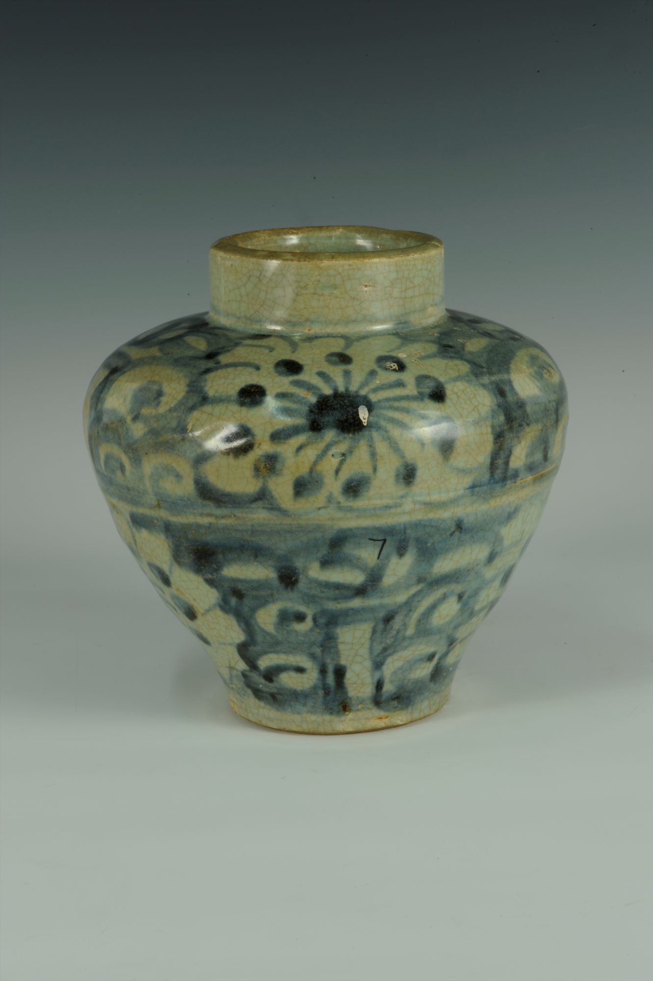 清代潮州窑青花花卉纹瓷罐