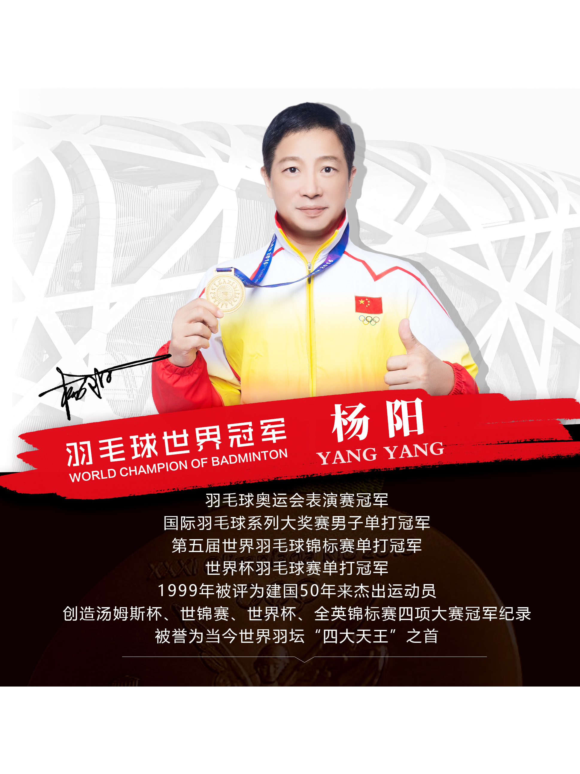  p>杨阳,男,1963年12月9日出生于江苏省南京市,中国职业羽毛球运动员.