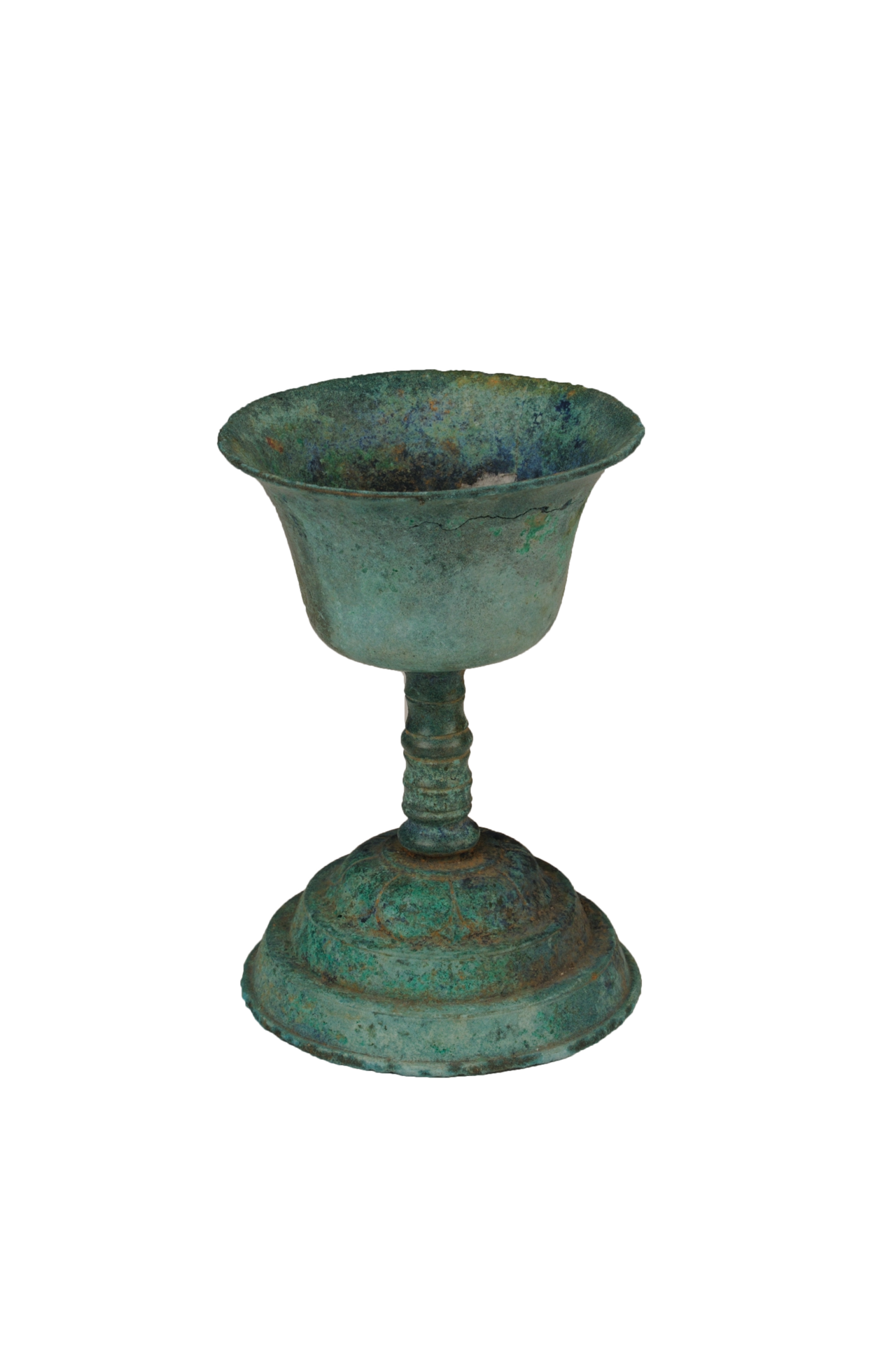 唐莲瓣纹青铜灯