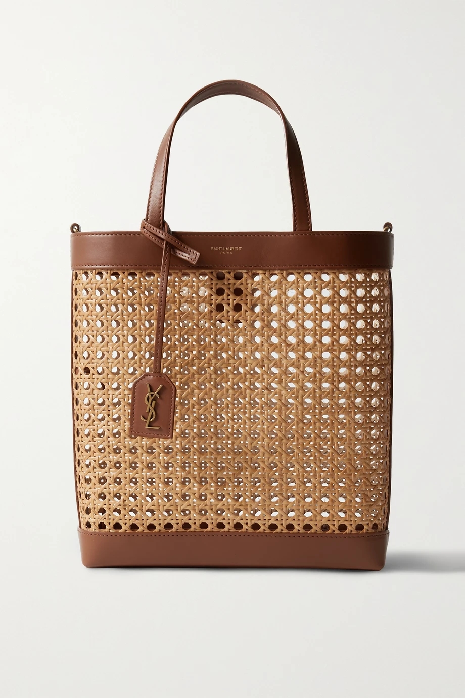  p>shoppingtoy皮革边饰编织草手提包是saint laurent品牌旗下的一款