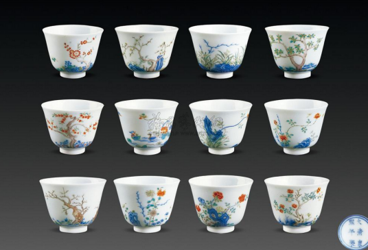 清康熙青花五彩十二花神杯_百度百科