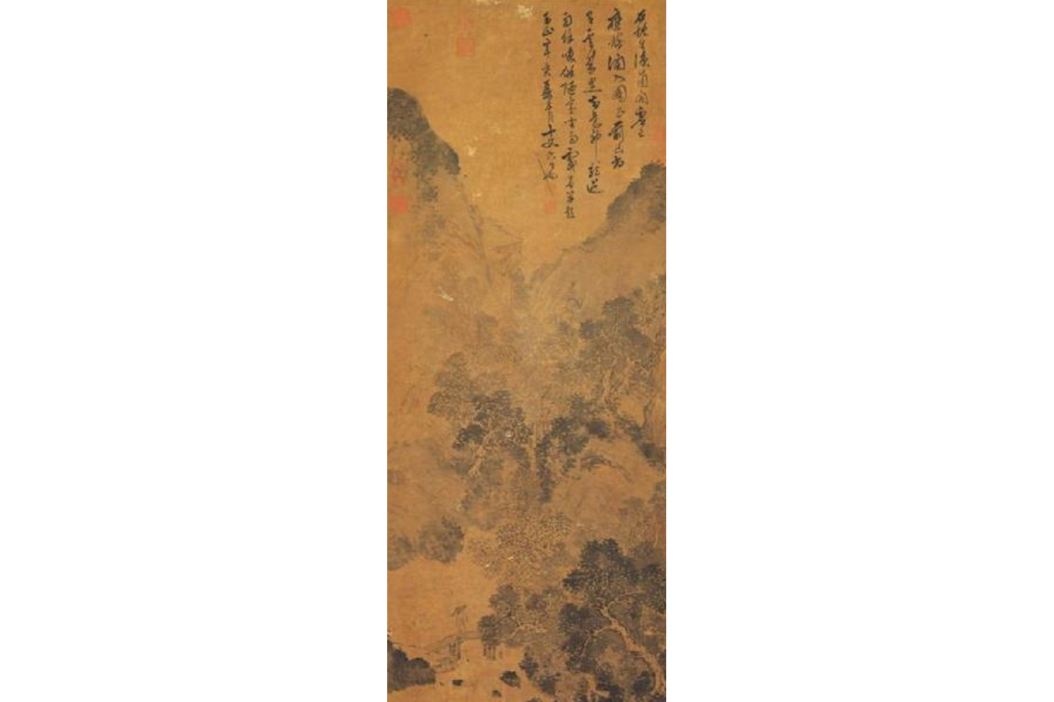 元吴镇溪山雨意图轴