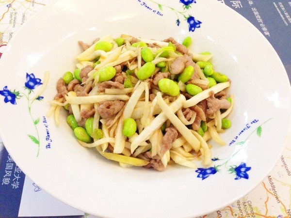 茭白毛豆米炒肉丝