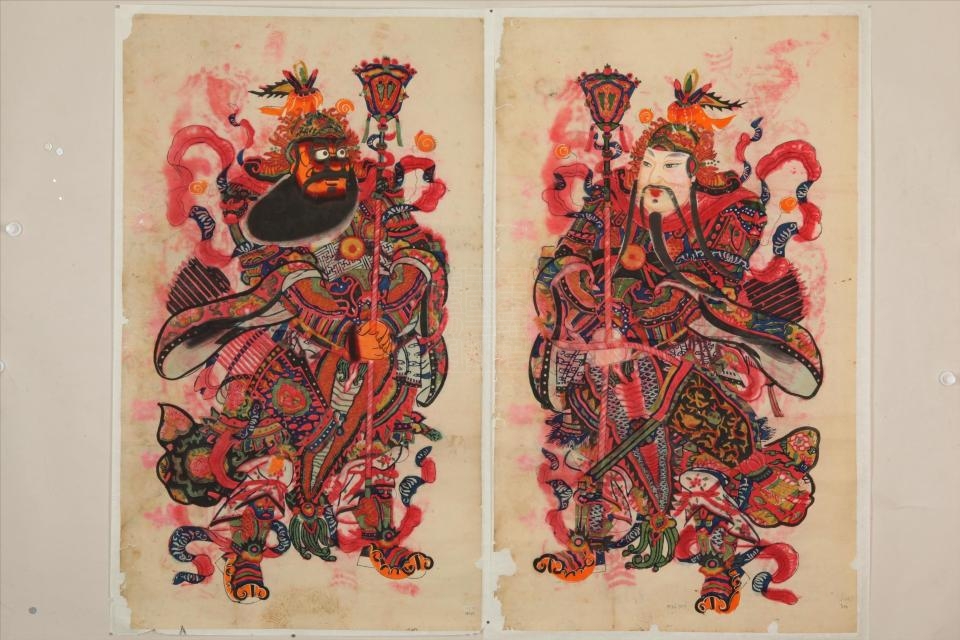 q">清天津杨柳青神荼郁垒年画是重庆中国三峡博物馆收藏的绘画类作品