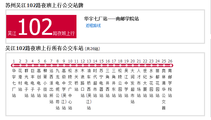  p>苏州公交吴江102路夜班是一条公交路线,起点站首末车时间:18:40-21