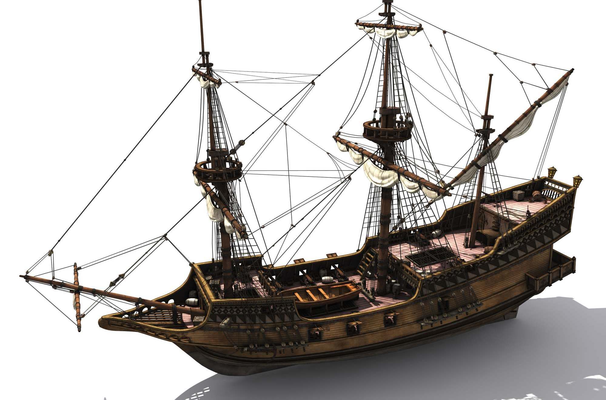  p>卡瑞克帆船(carrack,又译卡拉克帆船,西班牙语称之为nao)为一款在