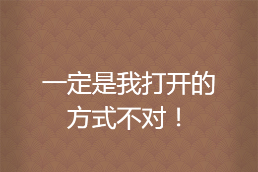 一定是我打开的方式不对!