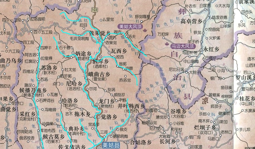  p data-id="2yzjy3dleme">溜筒河,上游称美姑河,古名"卑水",长江上游