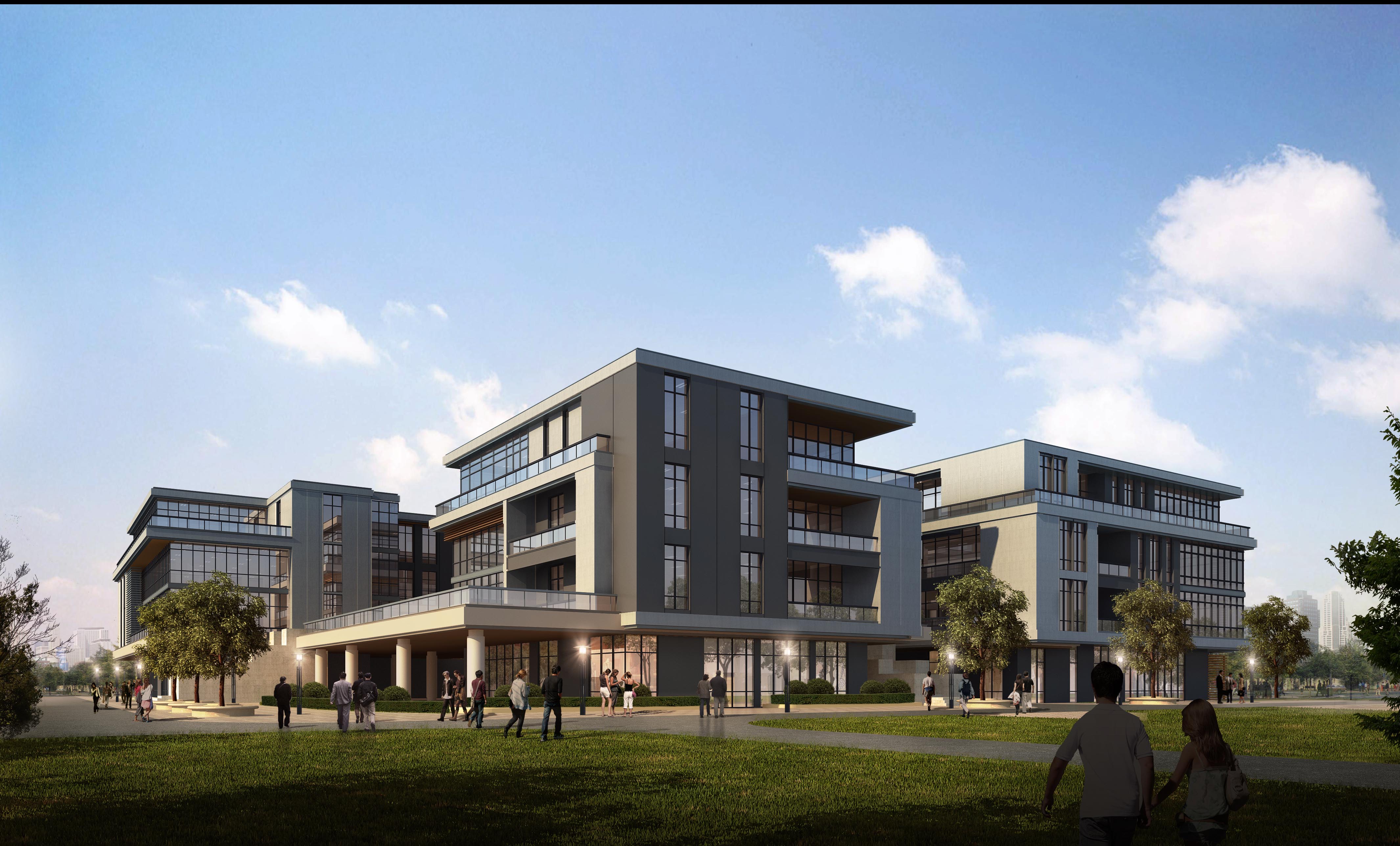 以四层独栋为主要建筑形态,采取组团围合形式,营造出低密,舒适,绿树成