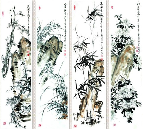 梅兰竹菊四条屏_百度百科