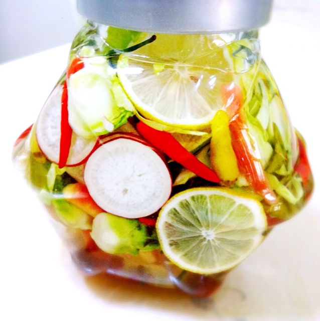  p>小清新四川泡菜,以泡菜盐,冰糖为原料制作的菜品. /p>