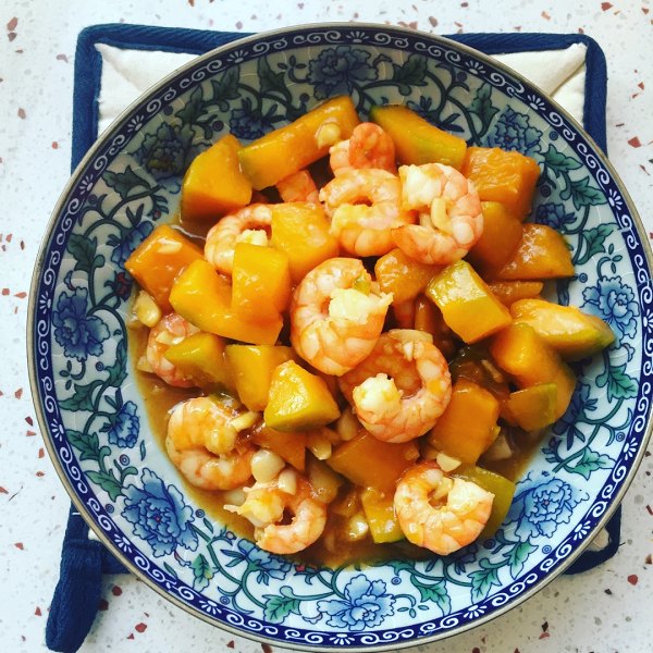 南瓜炒虾仁