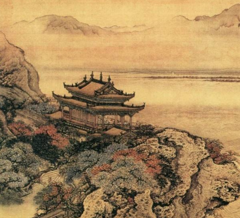 清袁江观潮图轴