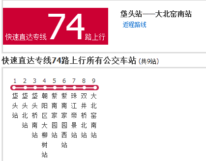 北京公交快速直达专线74路