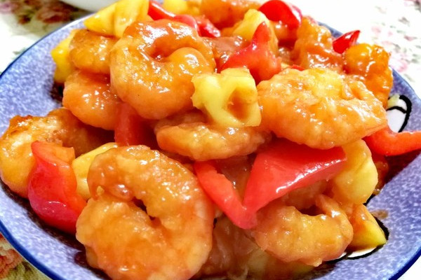 彩椒菠萝虾