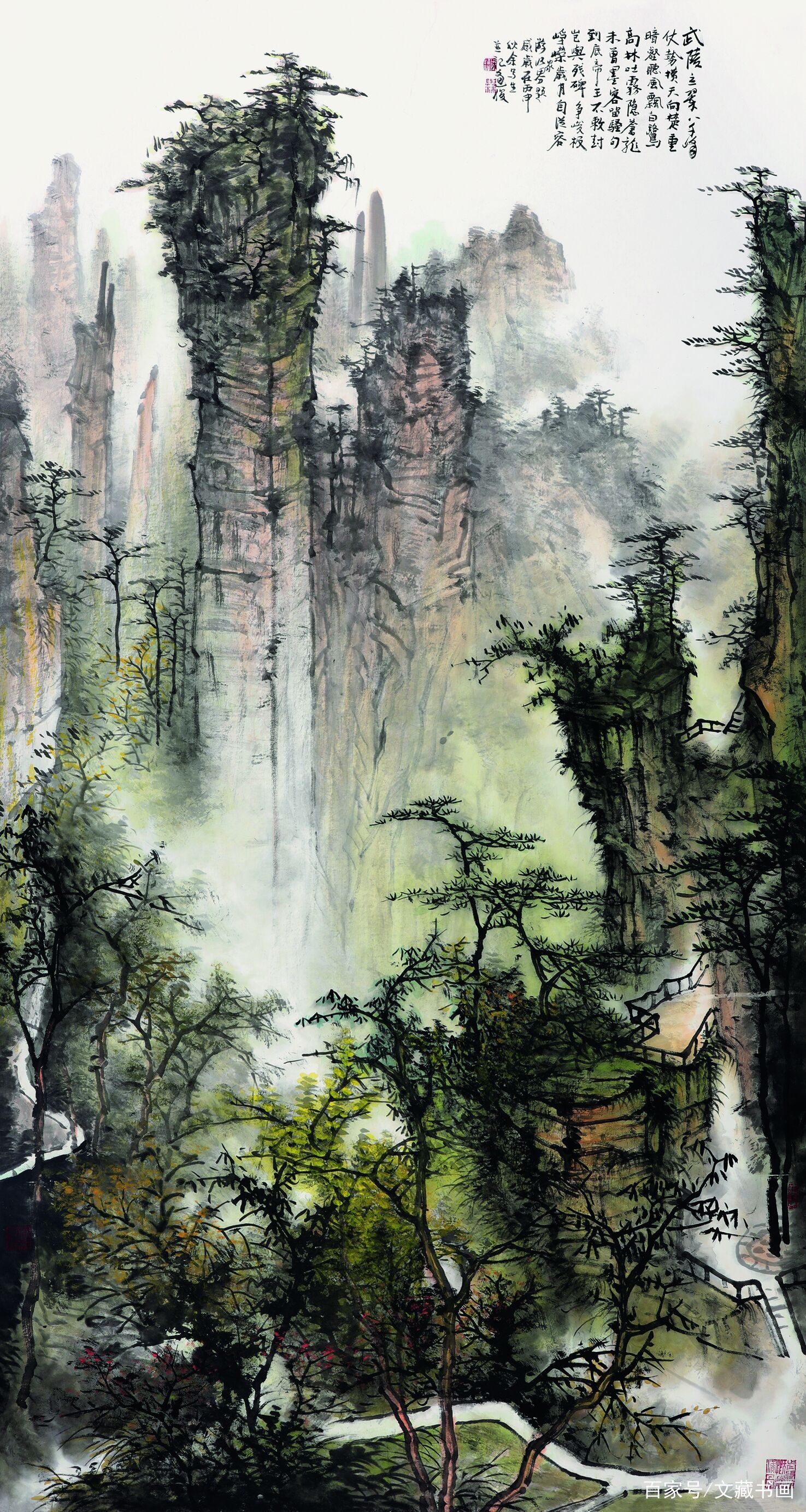 周逢俊擅山水画，工花鸟画，他的作品可以用 “刚韧重活”来概括_百科TA说