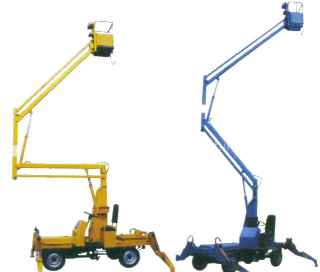  p>折臂式升降机,是一种360°旋转升降送行人或货物的液压升降工具.