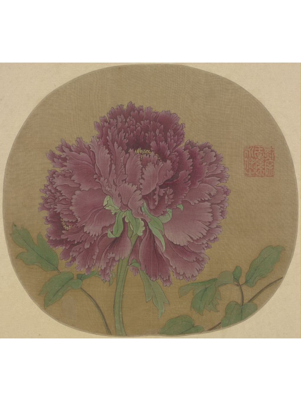 宋扇面画牡丹图