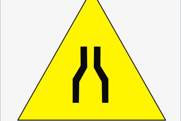 此标志设在窄路以前适当位置. /p>