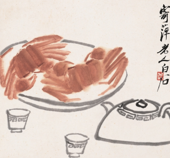  p data-id="go0gwjv359">《酒壶螃蟹》是近现代画家齐白石于1947年