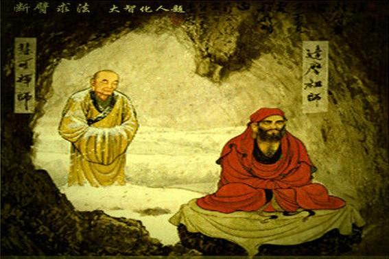 是经典佛教传说典故,传说佛教禅宗二祖慧可大师,与初祖达摩当年在建业