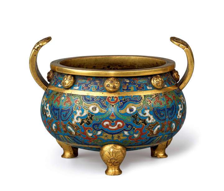 中国文物 こまり 銅器 七宝エナメル 収集家の放出品 清代 絲琺瑯