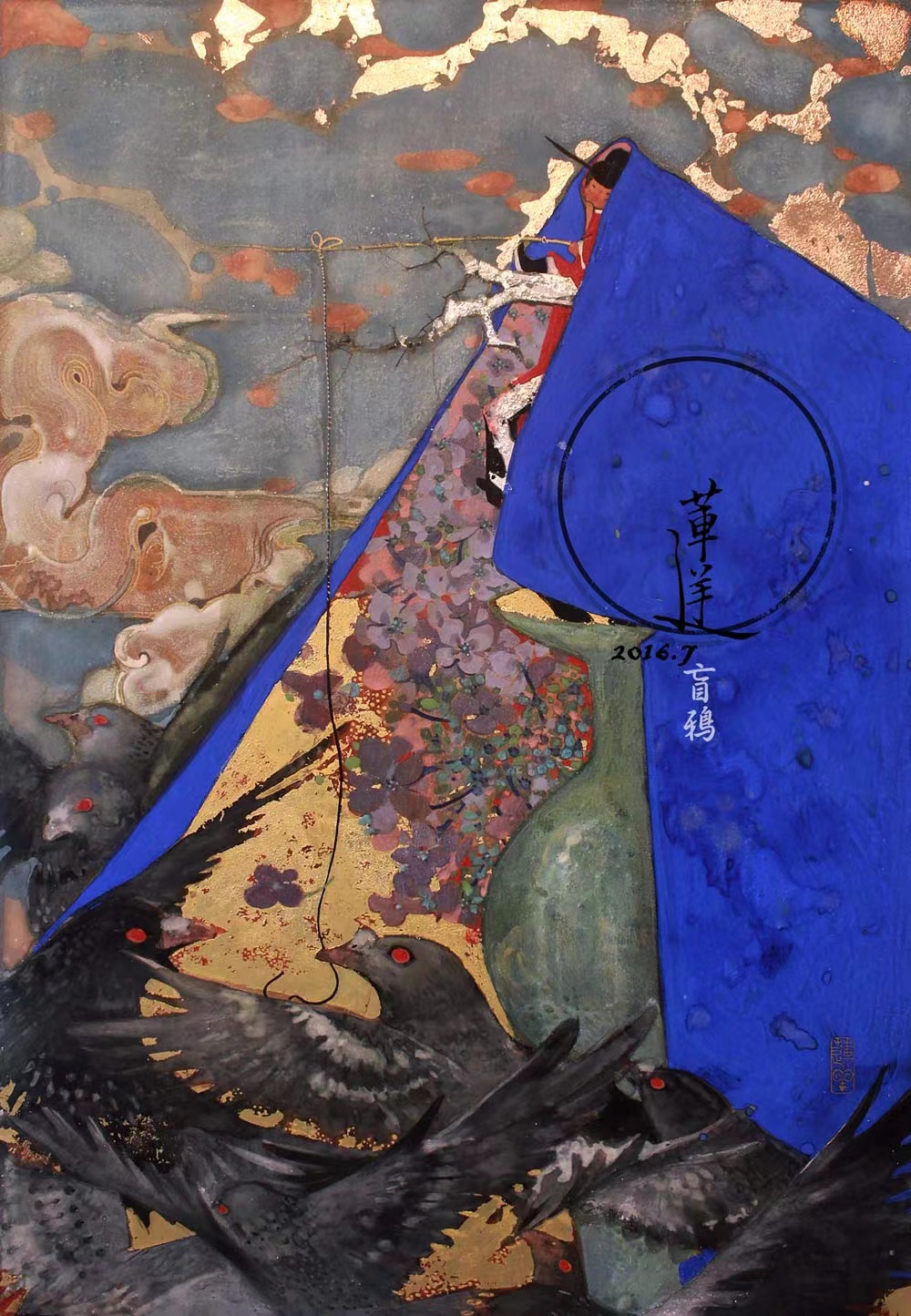  p>《花冠小仙》系列作品为莲羊从2015年开始创作的岩彩画作品,至今