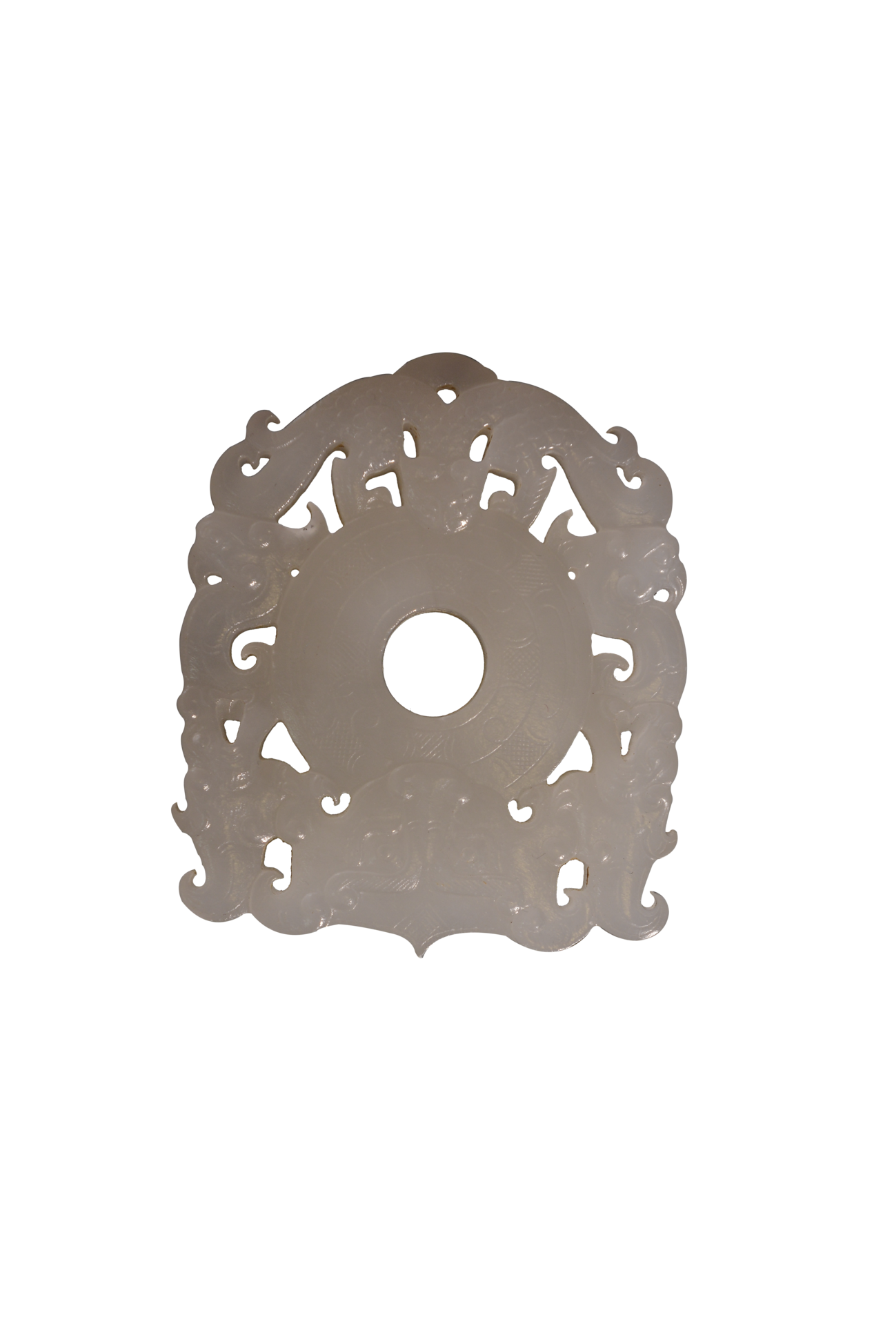 汉白玉双身螭衔镂空出廓璧