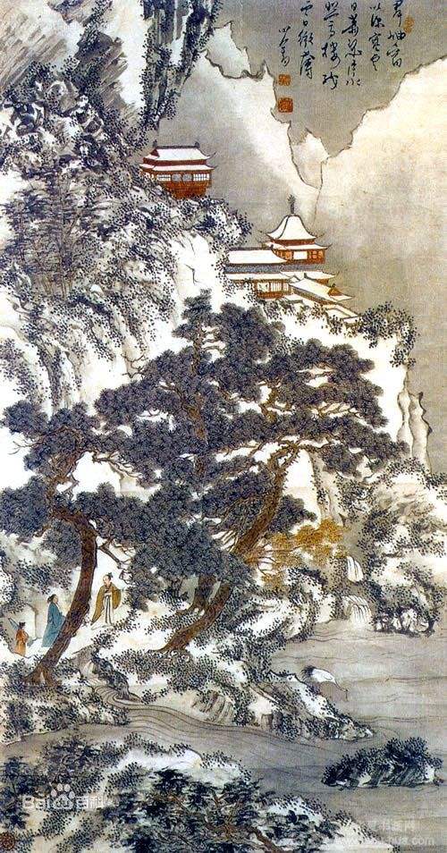 溥心畲雪中访友图