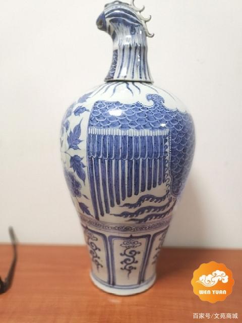 元青花凤首带盖梅瓶_百科TA说