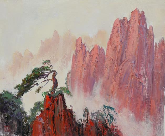  p>《黄山之巅》是朱曜奎2018年创作的布面油画. /p>