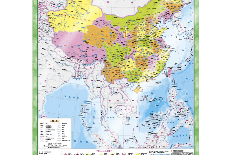 中国全图竖版地图翡翠版 4开桌面悬挂两用 pp板材防水耐磨可擦写