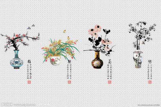 希少品　古美術　ランプ　梅蘭竹菊四面絵　年代物 d01373f082025aaf3ef51fb6f9edab