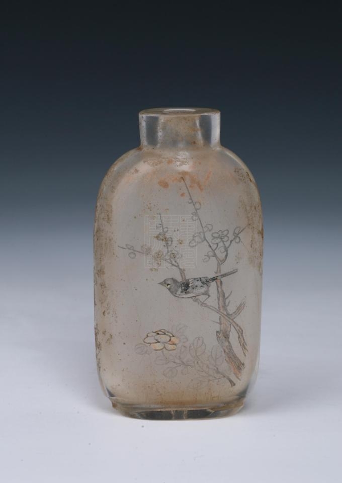 清玻璃内画山水花鸟图鼻烟壶