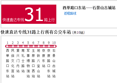 北京公交快速直达专线31路