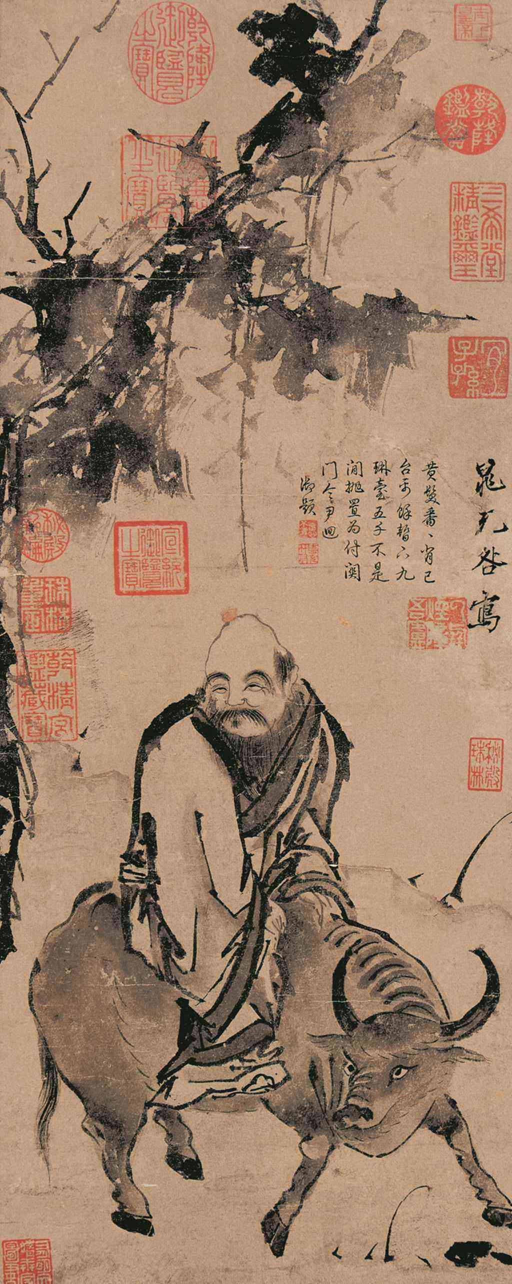 晁补之老子骑牛图轴