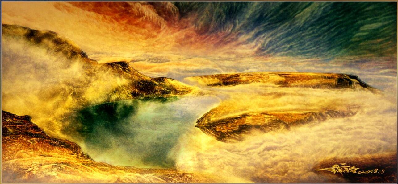 戴乐钟发明的高纯度乐钟黄金油画作品丰富了延续二千多年的绘画载体