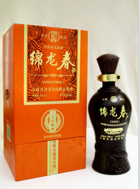 绵龙春是一款优质高粱,糯米,小麦为原料发酵而成的浓香型白酒.