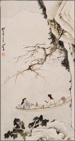 溥心畲雪舟客话图